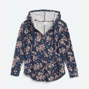 New Market & Spruce Kallon Brush Knit Shirt Hooded Floral